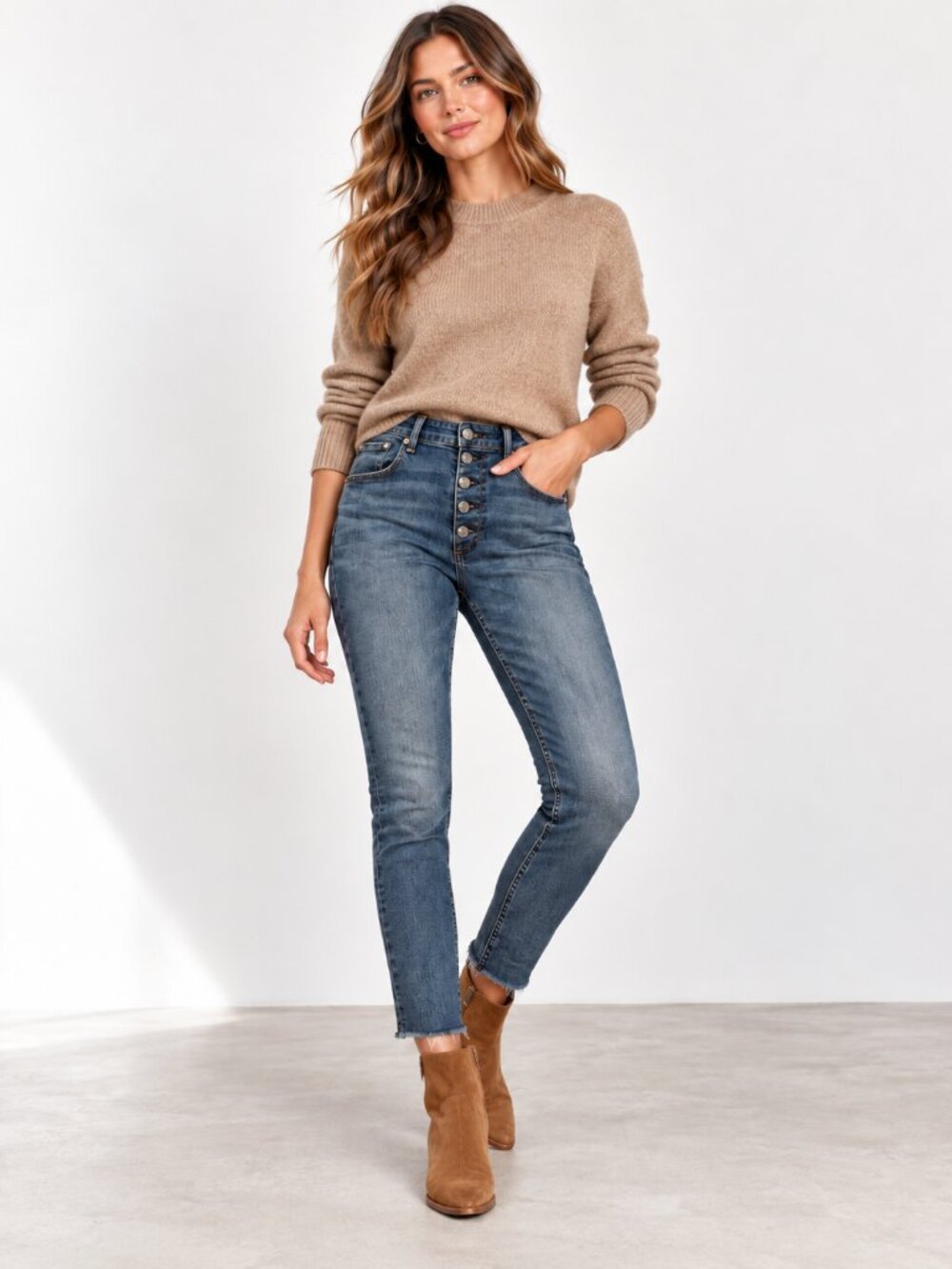 rag & bone Nina High Rise Ankle Skinny Jeans 30 Blue Button Fly Raw Hem